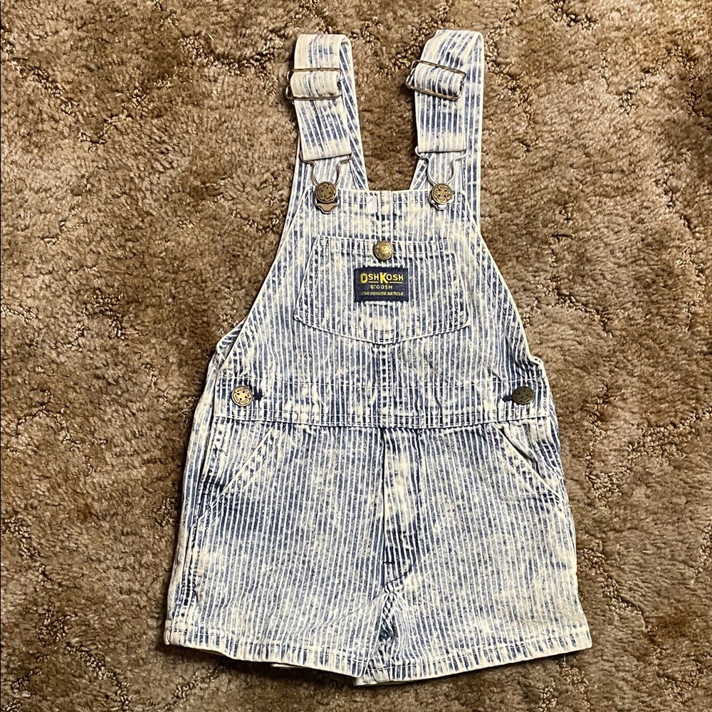 Oshkosh‎ B'Gosh Vintage Denim Overalls ~ Size 3T ~ Blue & White Stripes